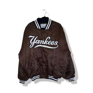 Vintage 90s Starter New York Yankees Brown Satin Bomber Jacket XL
